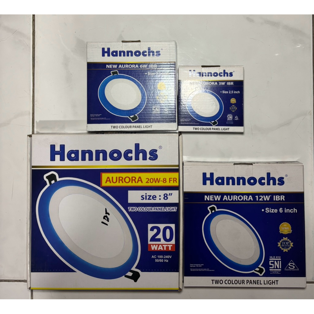 Lampu Downlight Hannochs Aurora P/B Bulat / Lampu Plafon Hannochs Downlight Putih & Biru 3Watt/6Watt