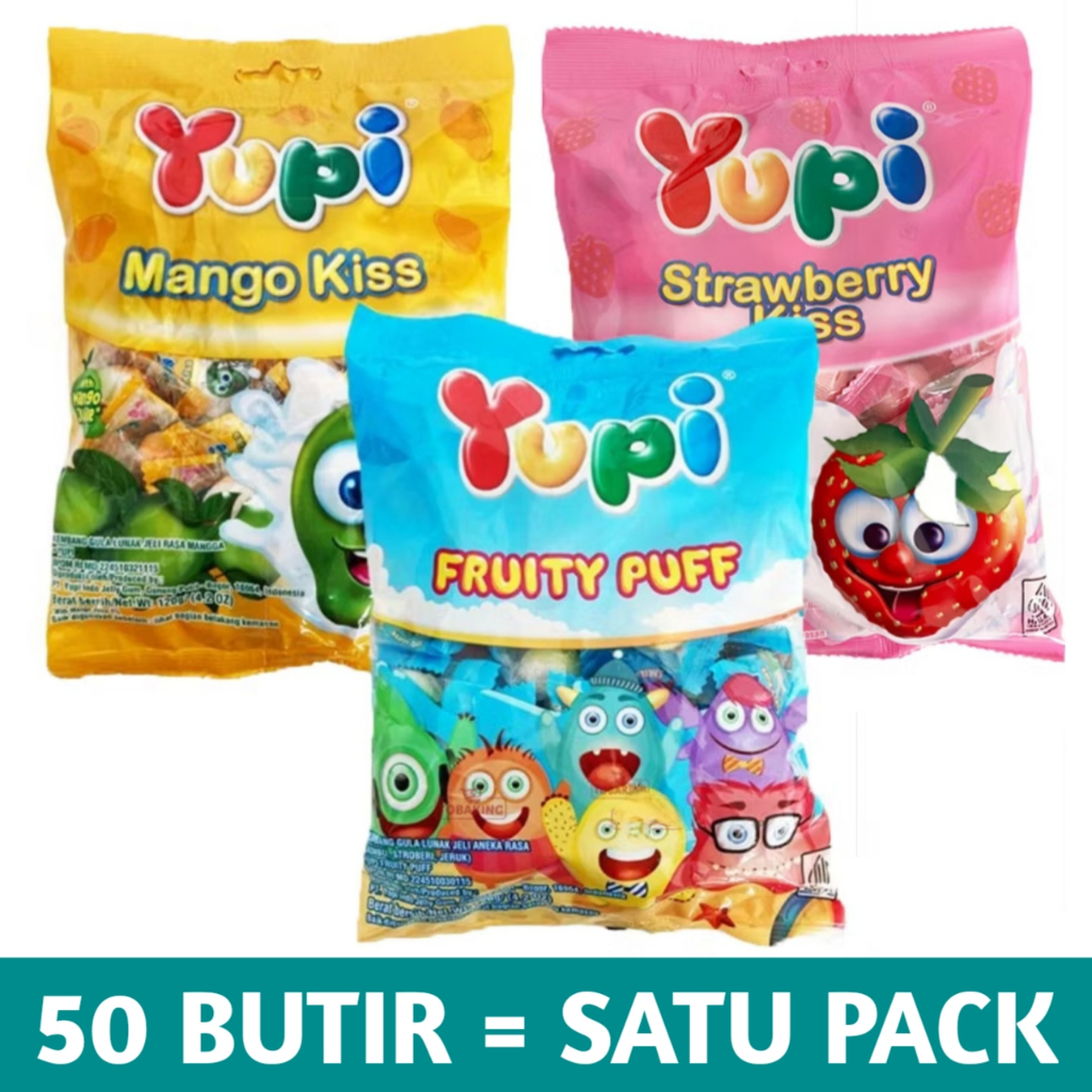 

HM~ ( MIN 100 PCS ) Permen Jelly Yupi Bag Strawberry Kiss / Fruity Puff / Mango 2,5g