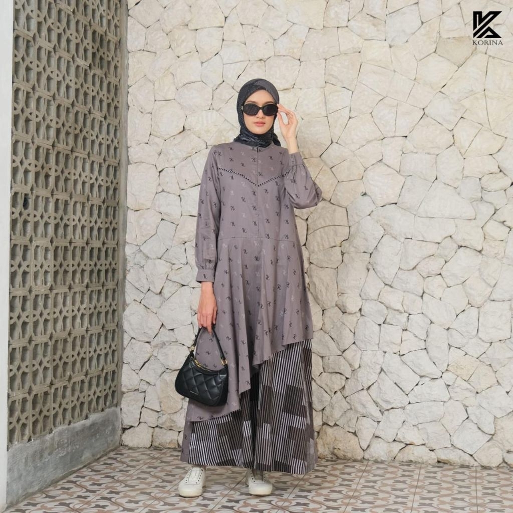 Gamis Joana Dress Grey By Korina gamis korina, gamis lebaran