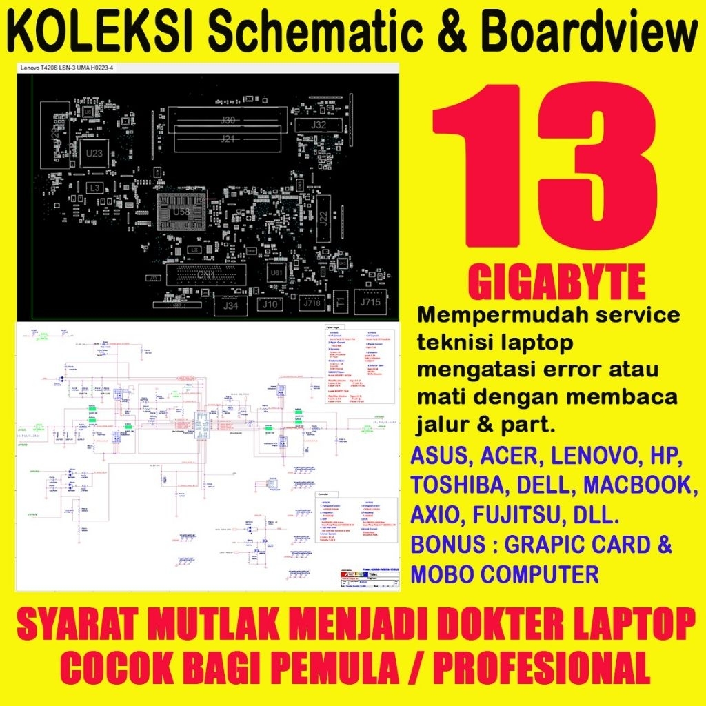 koleksi file SCHEMATIC dan BOARDVIEW LAPTOP skema schematic total 13gb + flashdisk