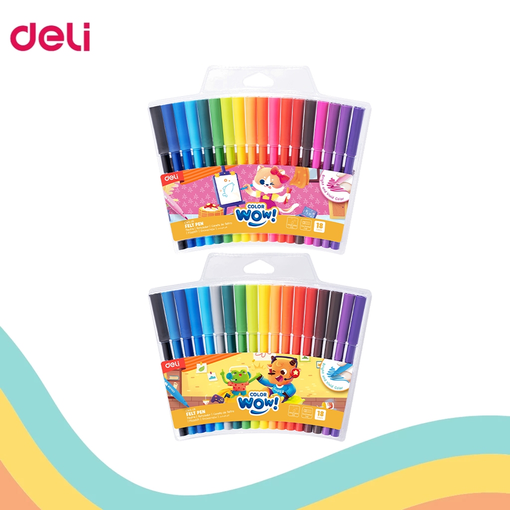 

FELT PEN DELI 18 WARNA C165-18 (1 SET)