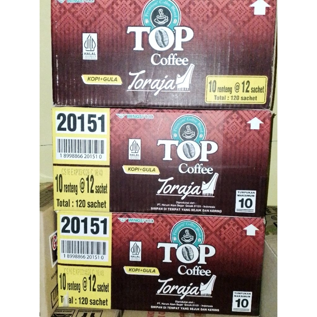 

Top Coffee Toraja 2in1 (Kopi+Gula) per Dus