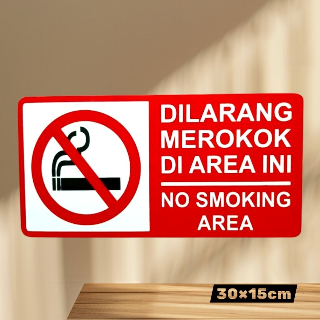 

Akrilik Sign DILARANG MEROKOK DI AREA INI. 30×15cm | Papan tanda akrilik tebal 2mm