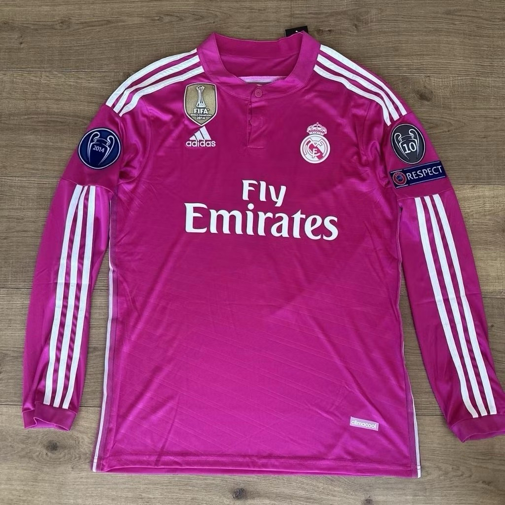 Jersey Real Madrid Away 2014/2015 Warna Pink (Lengan Panjang)