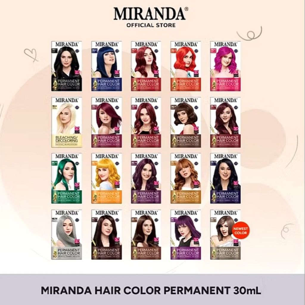 Miranda Hair Color (Cat Rambut Permanen)/ Miranda Cat Rambut Hitam/Coklat/Bleaching/Ash Grey