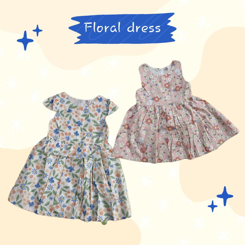 Floral dress anak perempuan kasual | baju terusan anak perempuan premium motif bunga lucu untuk jala