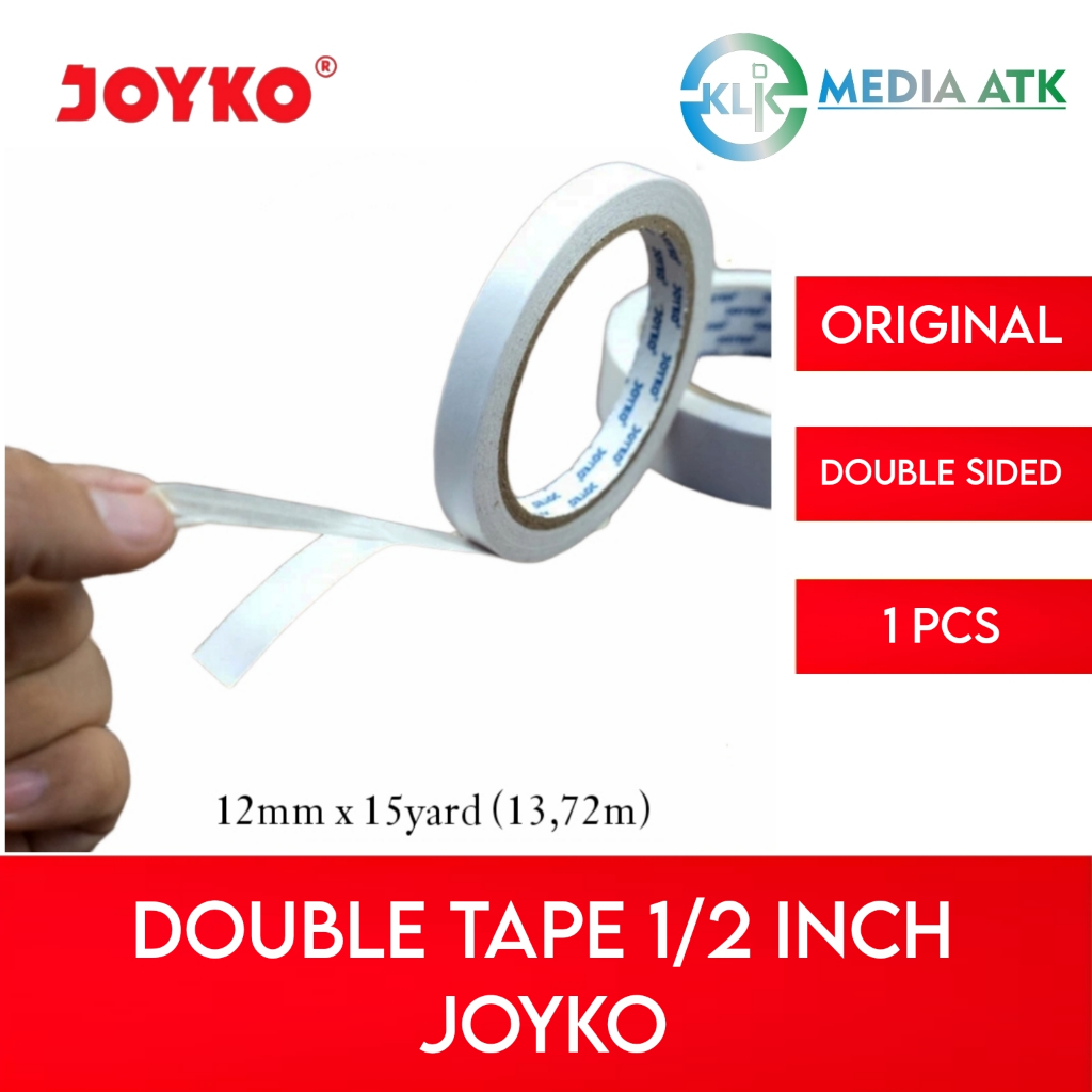 

Double Sided Tape Joyko 1/2 Inch - 12mm x 15yard - 1 Pcs