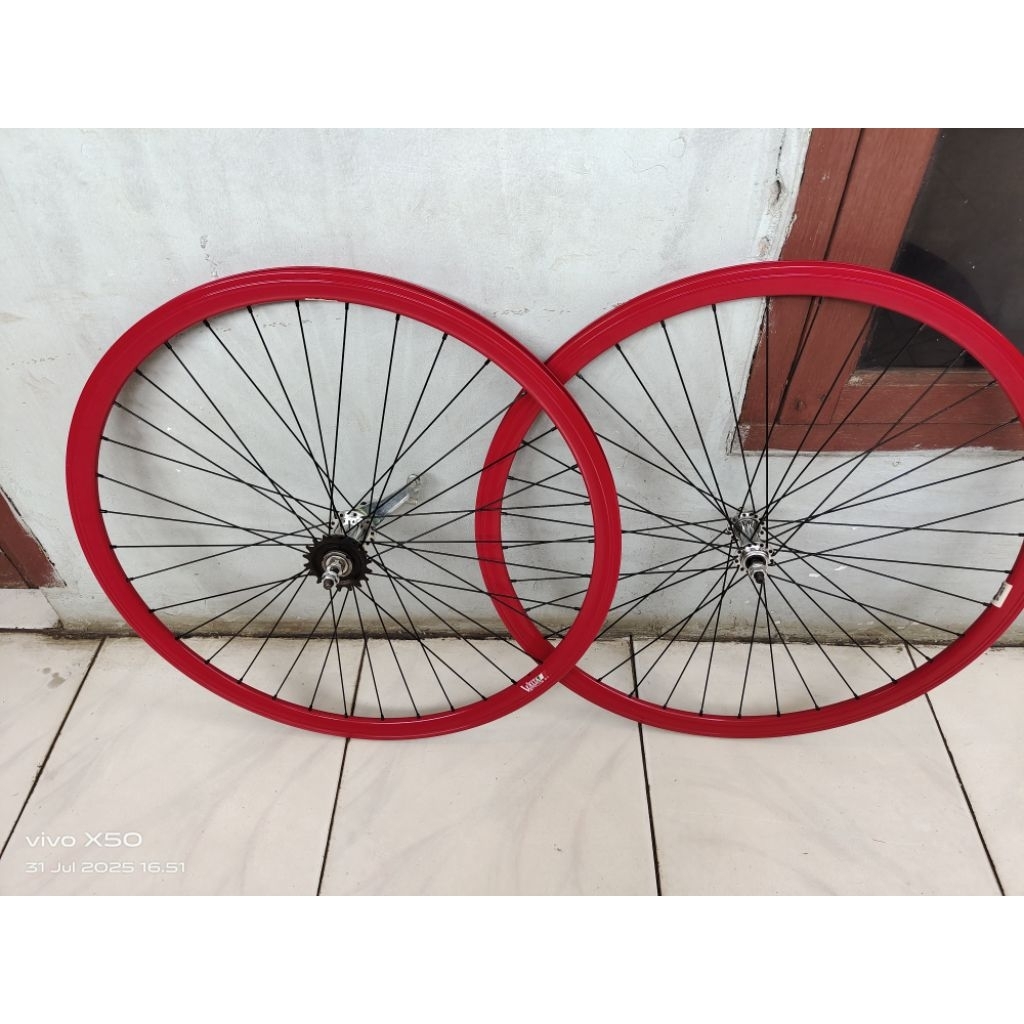 wheelset sepeda fixie ukuran 700c model rem terpedo velk Vuelta 3cm