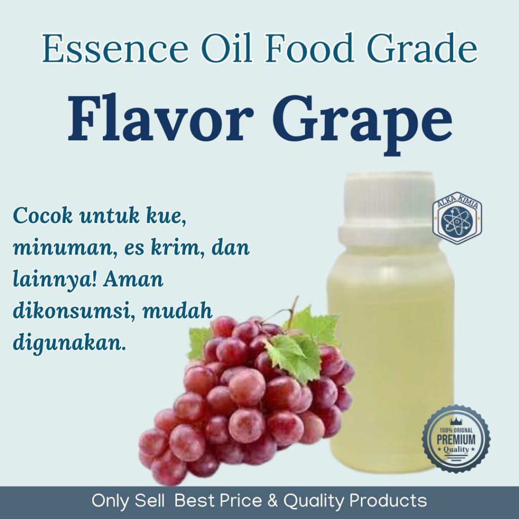 

Essence Oil Food Grade Flavor Grape 100gr / Perisa Makanan Cair Aroma Anggur Murni 100%