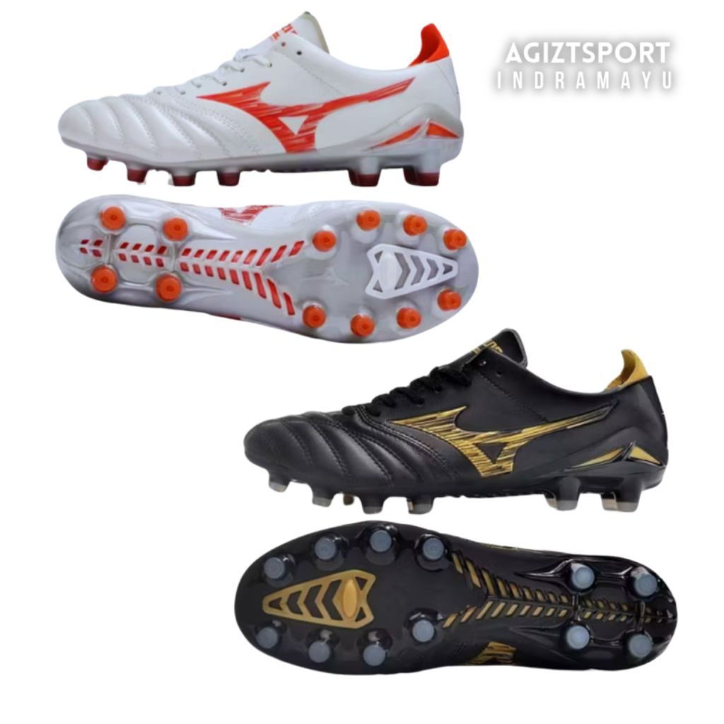 READY SEPATU SOCCER/SEPAK BOLA MIZUNO MORELIA NEO IV PRO BLACK GOLD DAN WHITE RED ORIGINAL