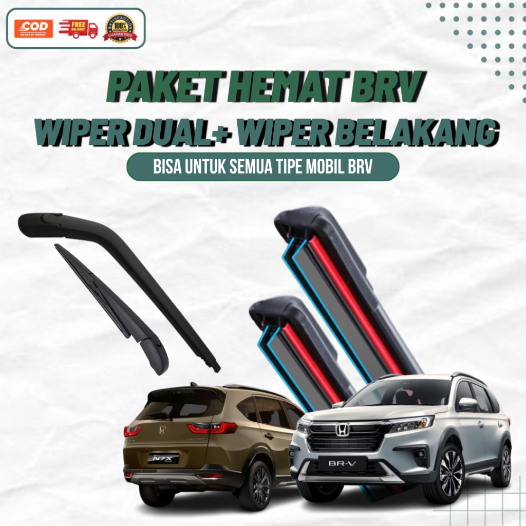 Paket Hemat Wiper Dual Depan dan Wiper Belakang BRV | Wiper Dual Depan Belakang BRV | COD Buka dulu 
