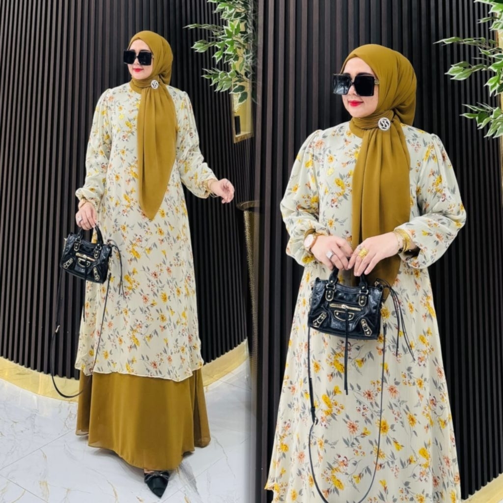 gamis Layla set hijab segi empat premium