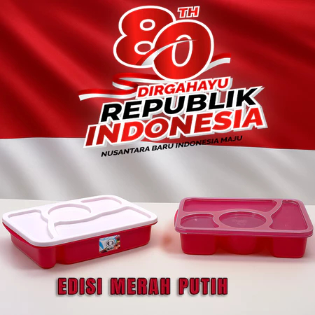 Promo Merdeka Isi 6 Pcs Lunch Box 4 Sekat Anti Tumpah - Kotak Makan Food Grade Plastik Murah - Lunch