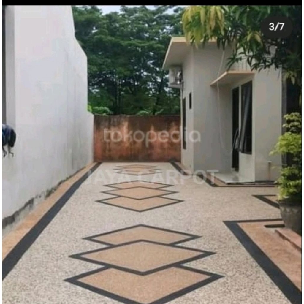 carport garasi rumah batu sikat motif