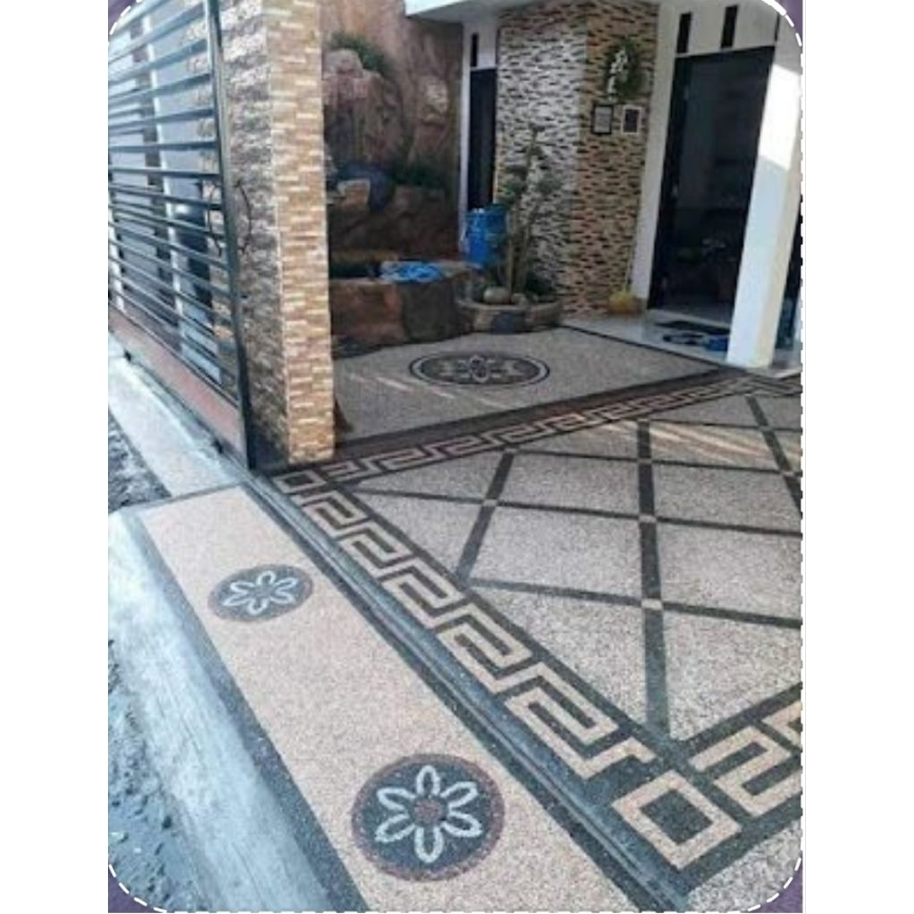 carport garasi rumah batu sikat motif