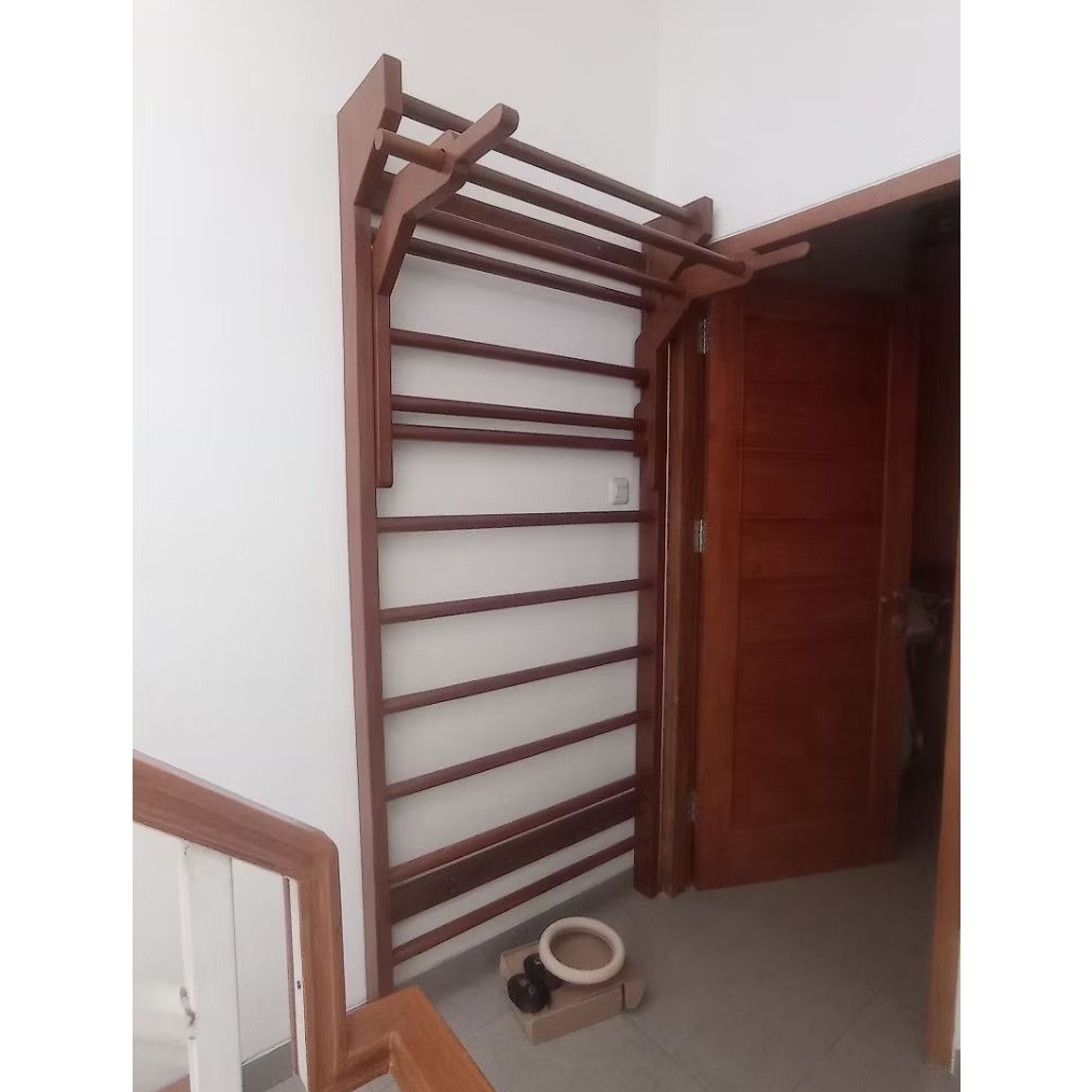 Wall bar Swedish kayu jati | alat olahraga dalam rumah | alat kebugaran nempel di tembok