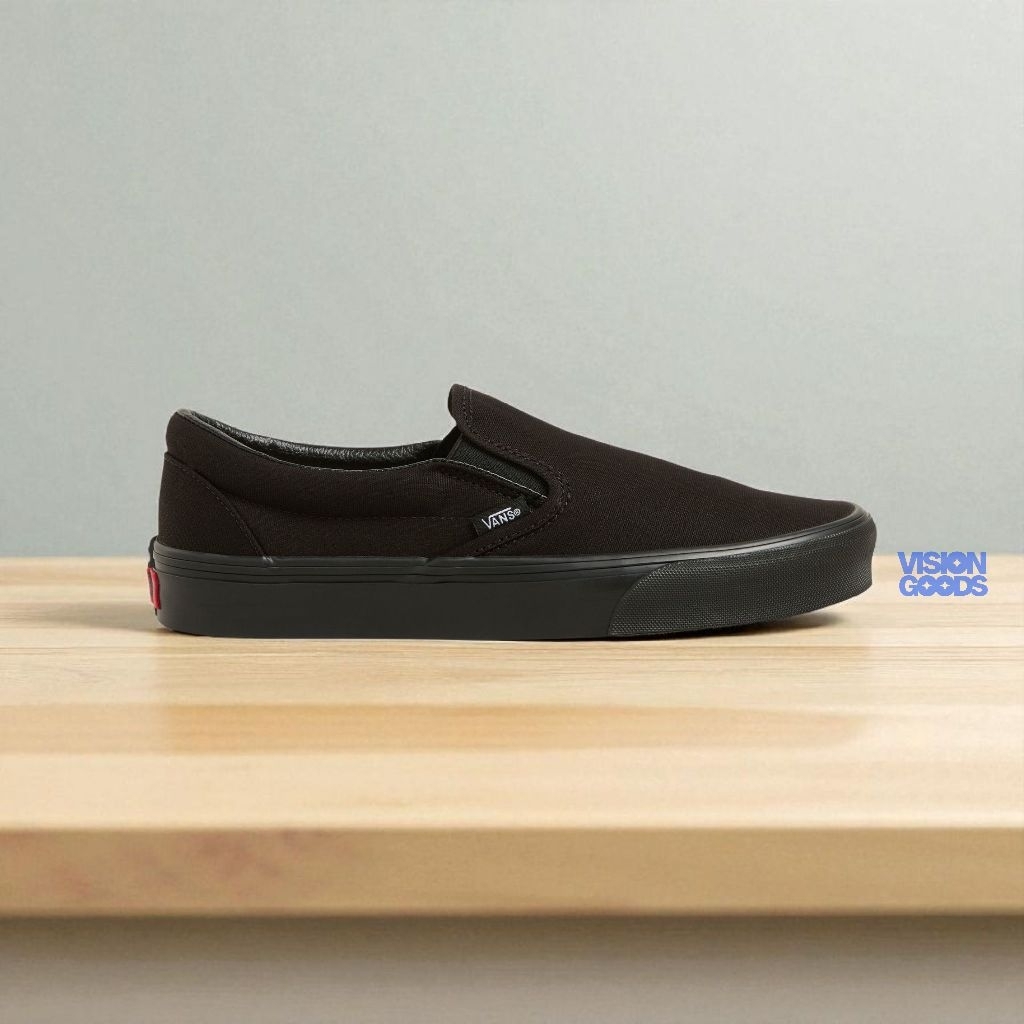 Sepatu Vans Slip On Full Black Black Classic