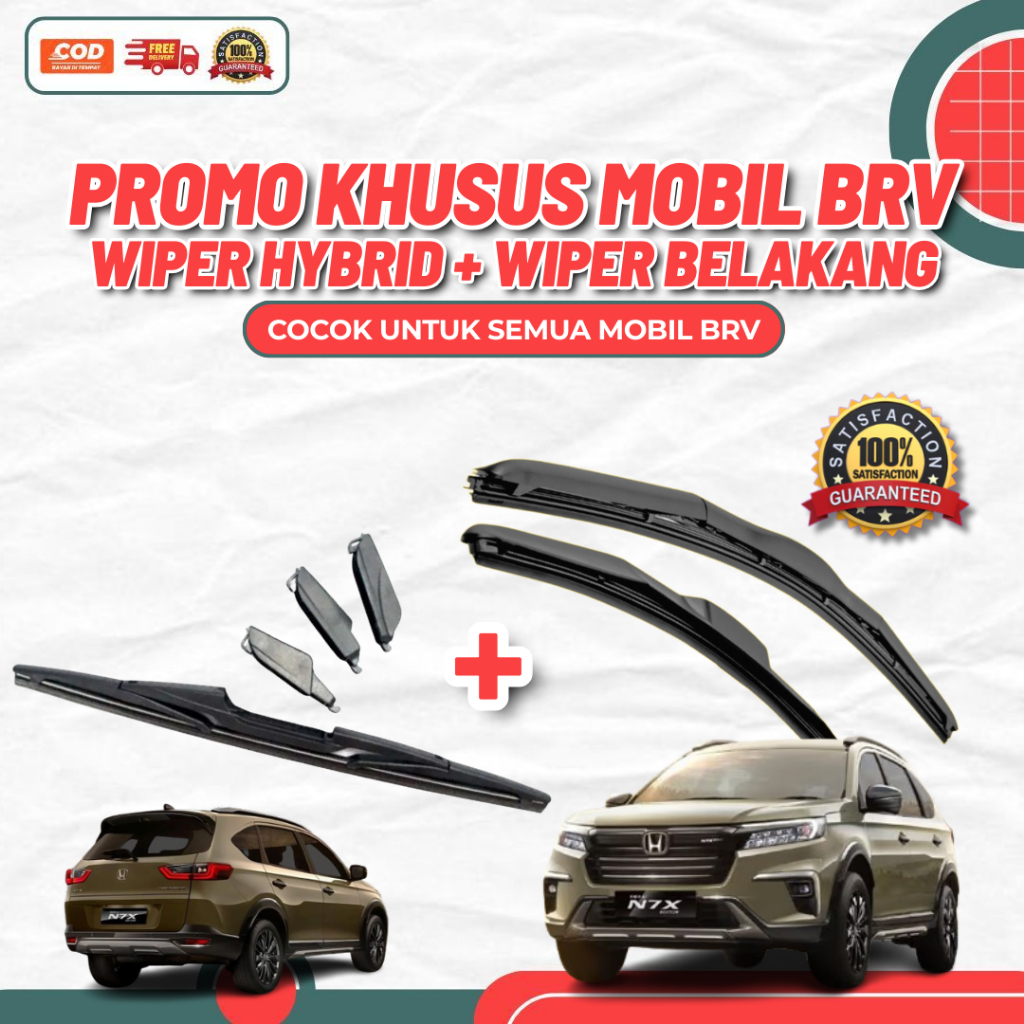Promo Khusus Wiper Hyrid Depan dan Wiper Belakang BRV | Wiper Hybrid Depan Belakang Honda BRV rangka