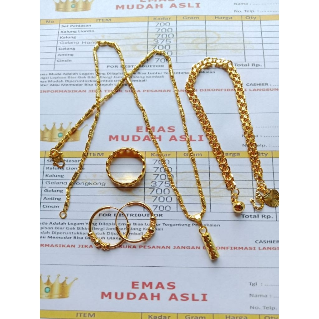 set kalung nuri lontin bambu lapis emas mudah kadar 700 3gram fre surat toko