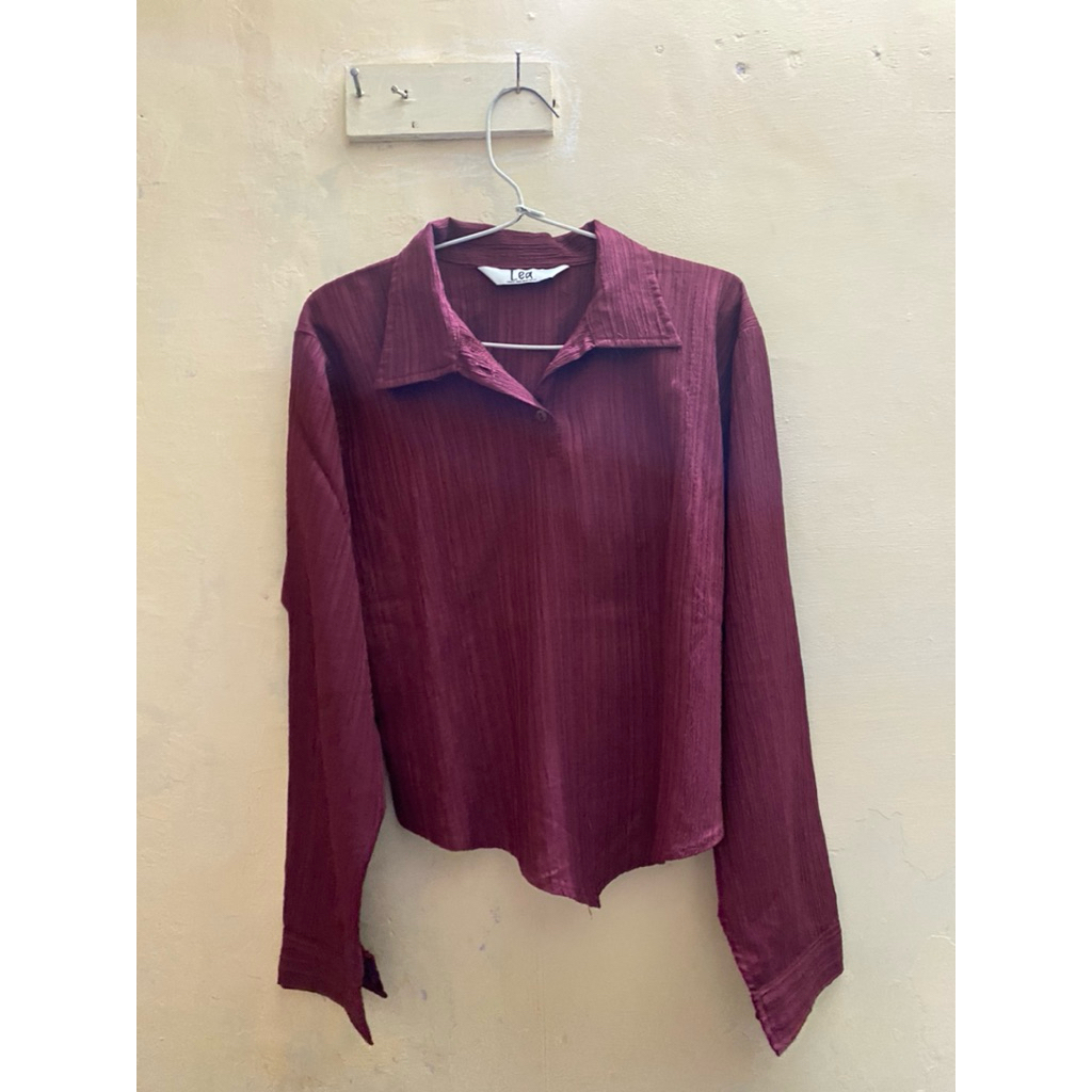 PRELOVED KEMEJA MAROON KEMEJA WANITA MERAH