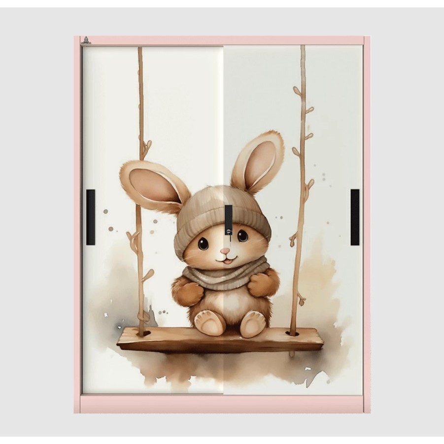 MORE Olymsteel OSWS KIDS RABBIT 01 / Lemari Pakaian Anak / Lemari Pakaian Besi Sliding / Lemari Paka