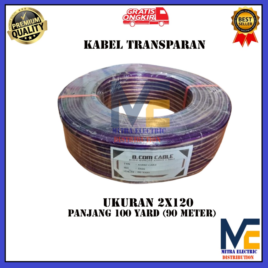 Kabel Listrik Transparan 2x120 100 Yard/ Kabel Listrik Transparan 2x120
