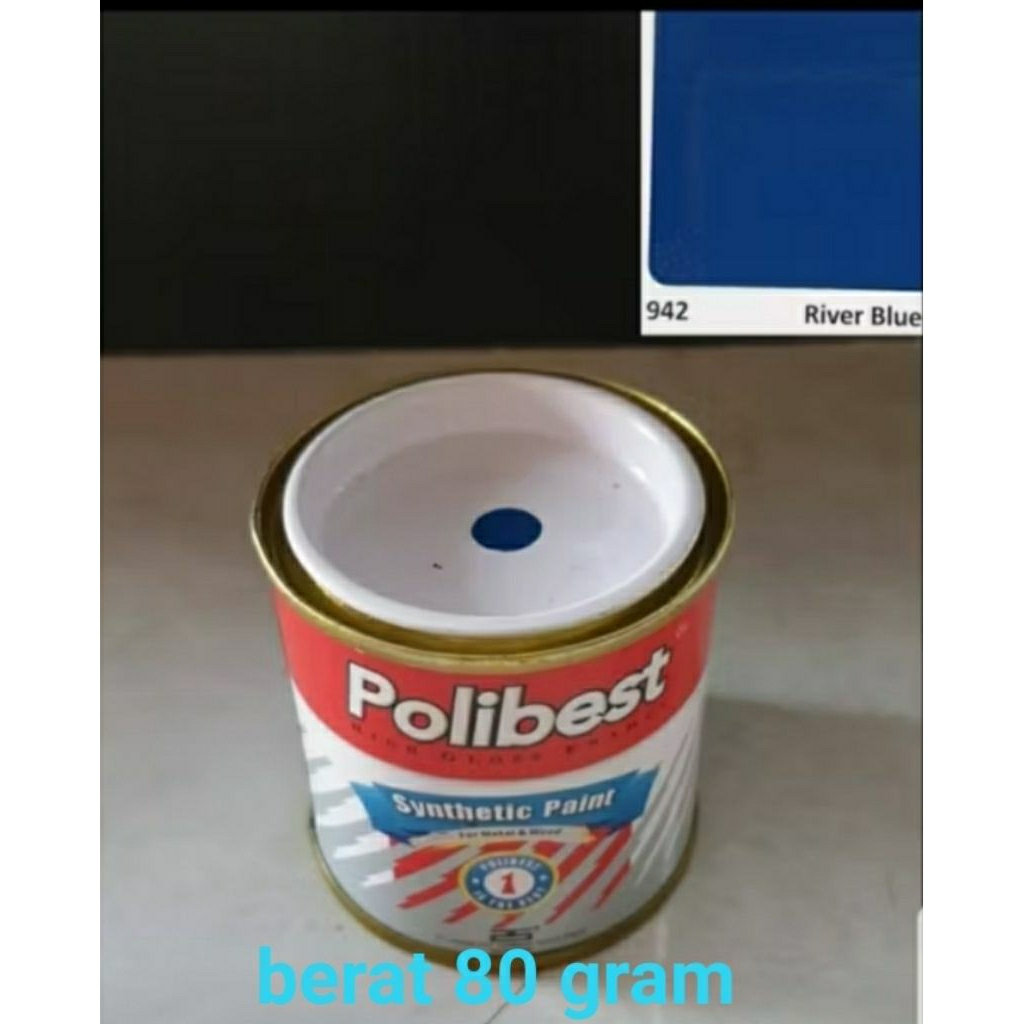 

Cat minyak warna biru river blue polibest berat 80 gram