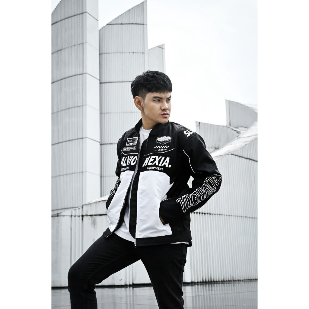 Jaket Nascar - Nascar Jacket Racing Vintage Motor Sport Hitam Putih Salvio Hexia Premium