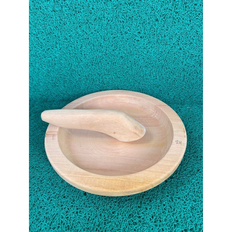 cobek kayu set ulekan size 24 cm jumbo kayu mahoni