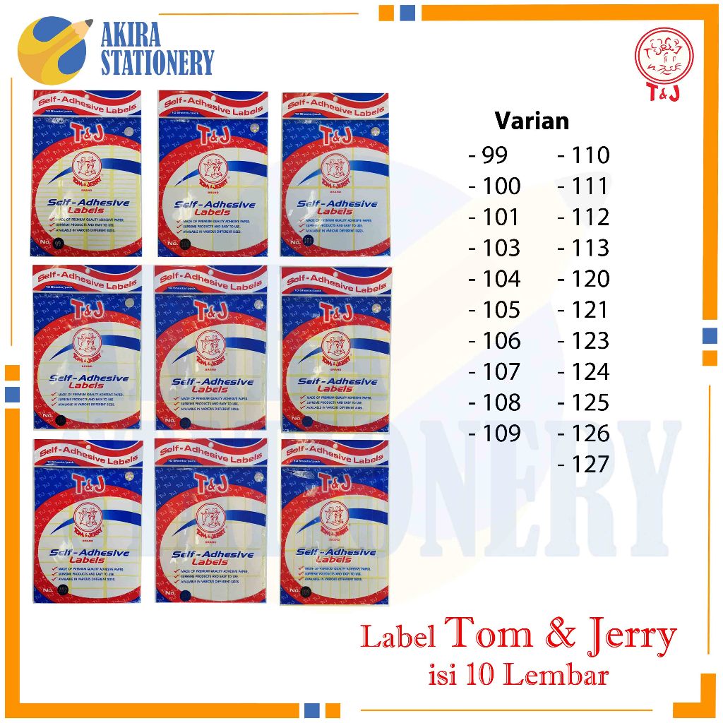 

Kertas Label Tom And Jerry Putih / Stiker Tom & Terry / T&J Sticker Labell / Self Adhesive Labels 99 103 108 109 112 121 125