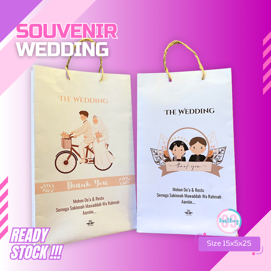

Paper Bag Wedding Souvenir Tas Kertas Ready Stok Murah Tas Hampers Pernikahan 15x5x25