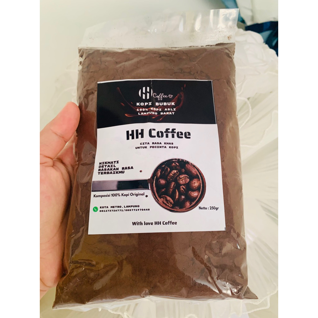 

Kopi Bubuk Asli lampung Barat, 100% Kopi Asli Pilihan Tanpa Campuran Apapun - HH Coffee