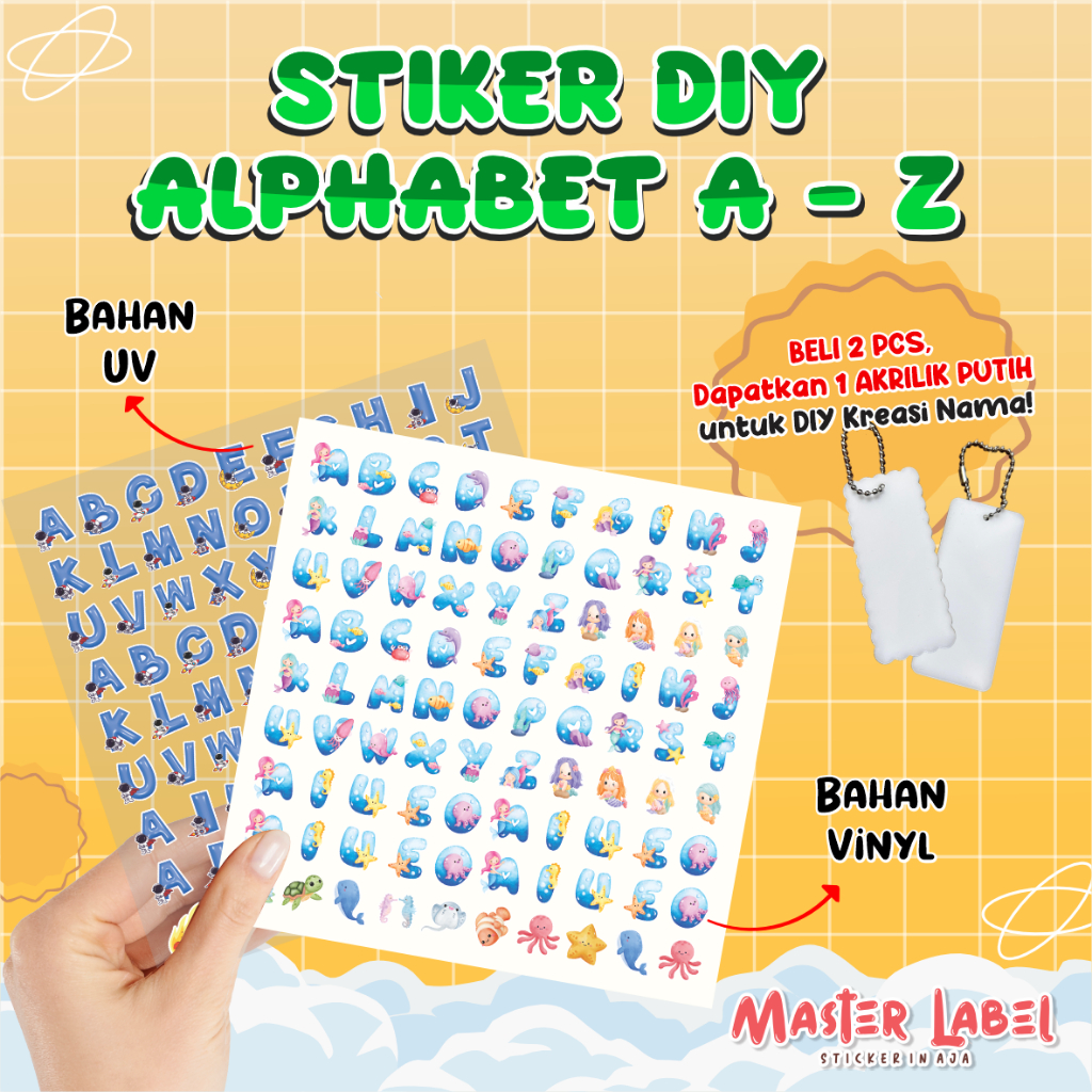 

Stiker Alfabet Lucu Stiker Huruf Kreasi Nama Stiker DIY ganci kreasi [ READY ]