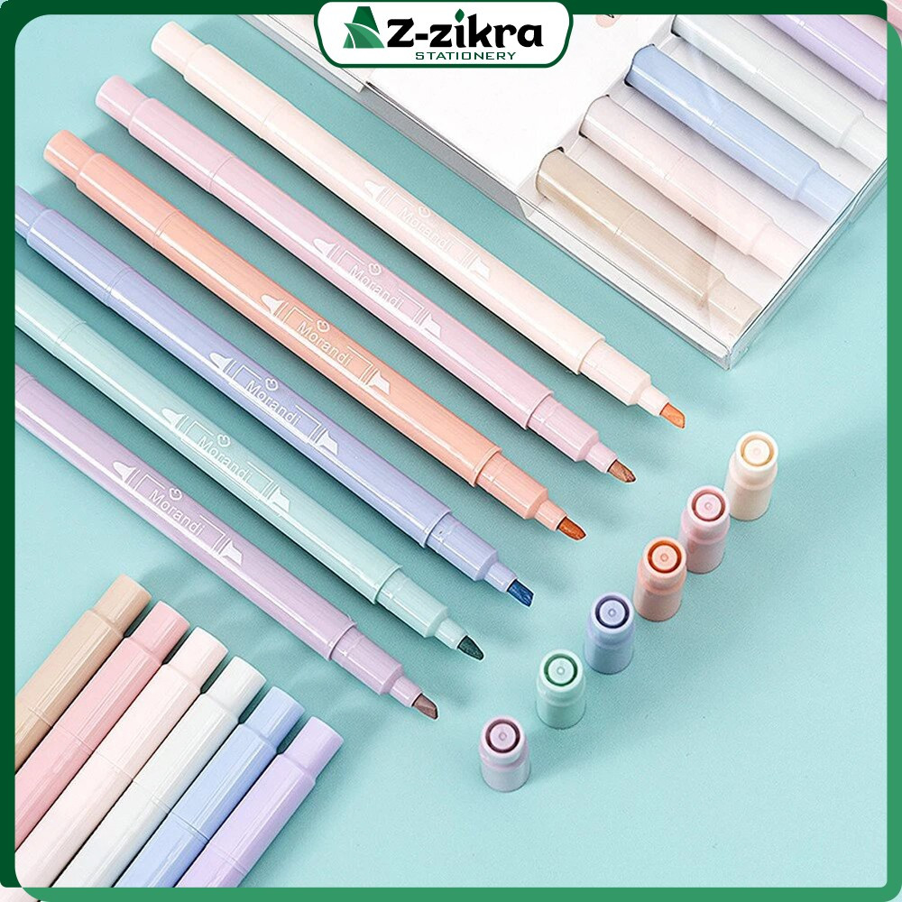 

EC Highlighter Set Isi 6pcs Double Tip Penanda Teks Polos / Spidol Pen Marker Dua Sisi Warna Pastel Peralatan Sekolah Siswa Az Zikra Stationery A116