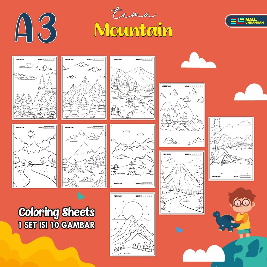 

LEMBAR KERTAS MEWARNAI TEMA PEMANDANGAN - PAPER COLORING SHEETS FOR KIDS - KERTAS GAMBAR ANAK A3