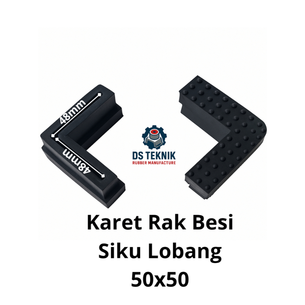 karet siku 5x5/karet kaki rak siku lobang/karet kaki besi siku