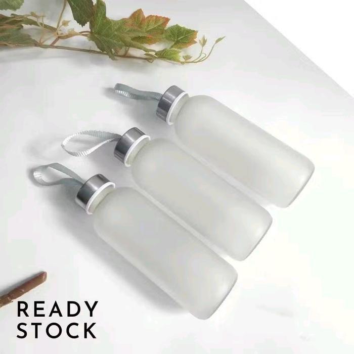 Botol Minum Aesthetic DOFF BENING Kaca Bening Doff Wadah Minuman Pocong Tempat Air Souvenir Murah Tu