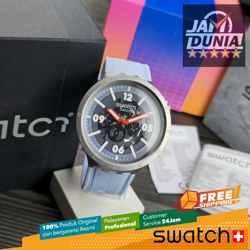 JAM TANGAN PRIA SWATCH ORIGINAL RESIN BLUE GREY BIG BOLD SWATCH SB07S122 SWATCH SB07S 122 JAM PRIA N