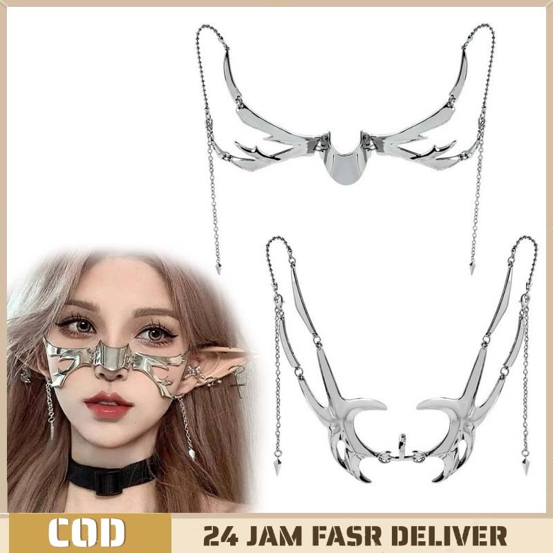 Topeng Gothic Cyberpunk - Desain Liquid Irregular Warna Silver, Hollow Unisex, Aksesoris Party Unik 