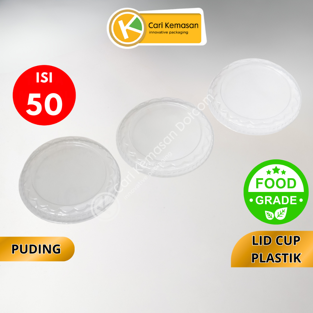 [50 PCS] Tutup Gelas Plastik Puding Ice Cream Lid Cup Bening Food Grade – Cocok untuk Es Kopi, Boba,
