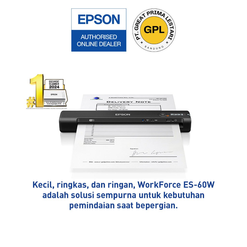 Scanner Epson ES60W ES 60W ES-60W Wireless Battery - Epson WorkForce ES-60W Wi-Fi Portable Sheetfed 