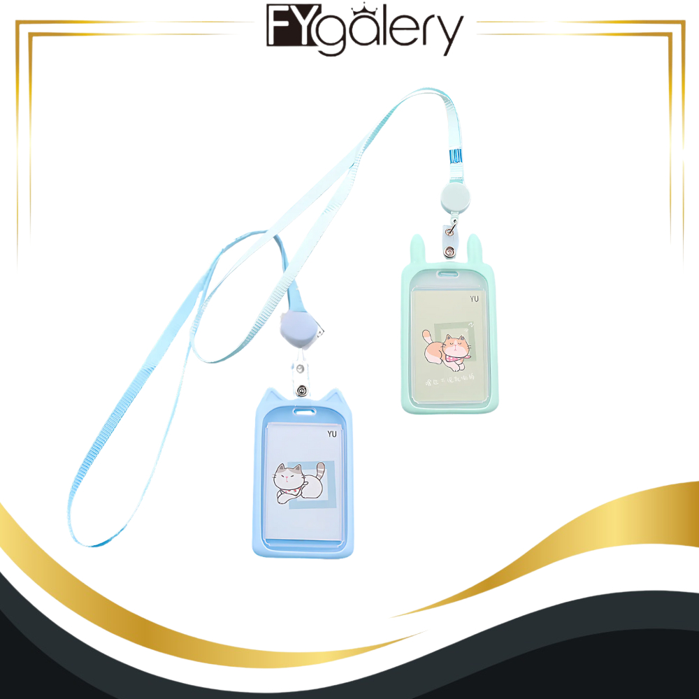 

FYgalery Name Tag Lanyard Gantungan Kartu Motif Kuping / Id Card Holder Akses MRT Busway E-Money Bentuk Karakter Warna Paste Y3424