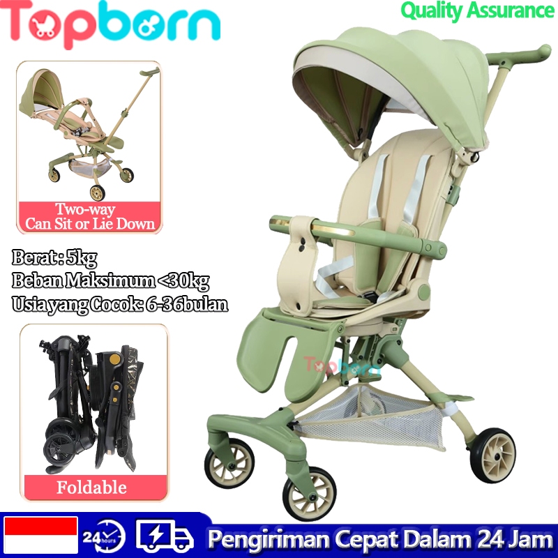 Topborn Stroller Kereta Bayi  Dua arah  Dapat Dilipat  Duduk Atau Berbaring Ukuran Kabin  Mudah Diba