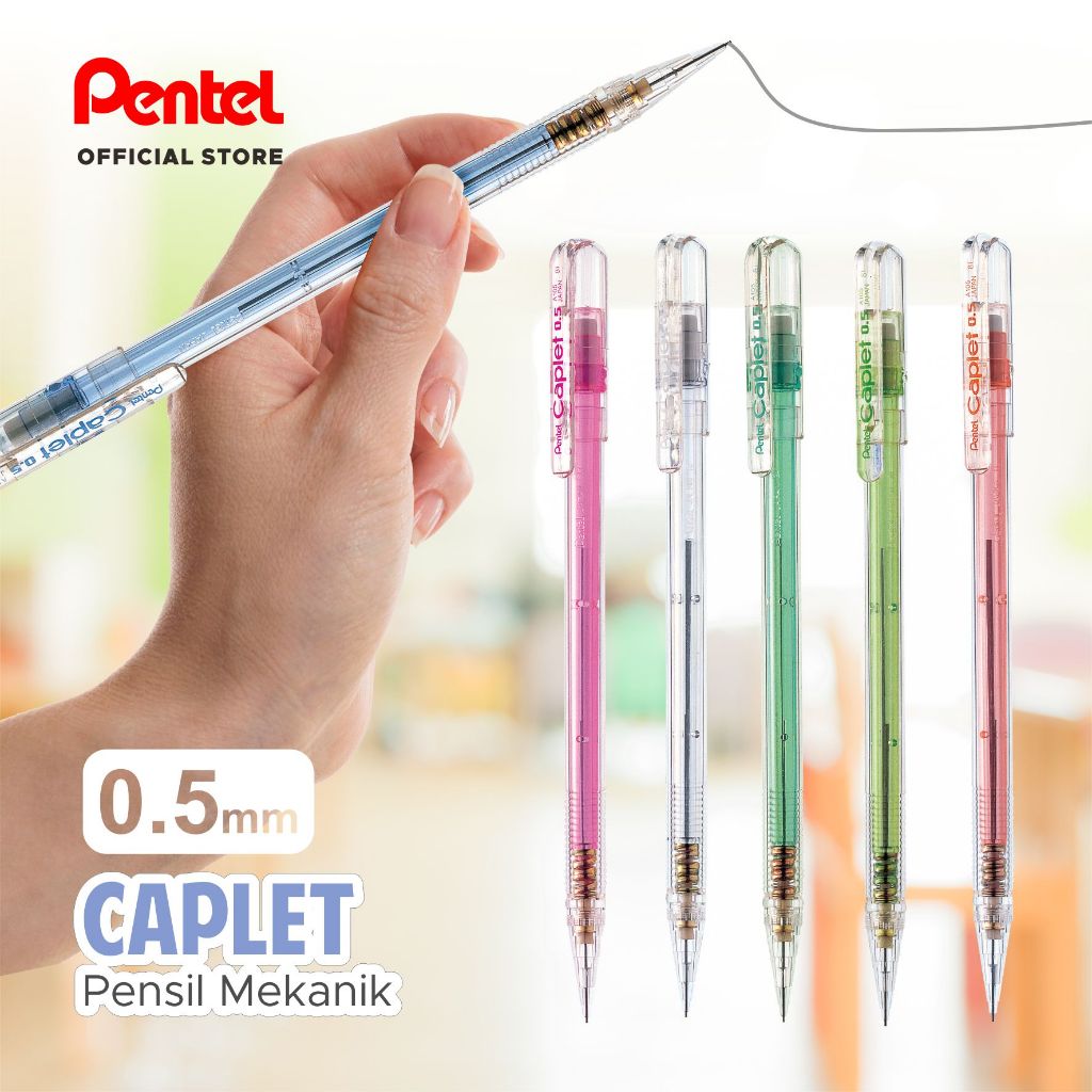 

Pensil Mekanik Pentel Caplet A105 0.5mm | Mechanical Pencil Refillable Original Jepang quality