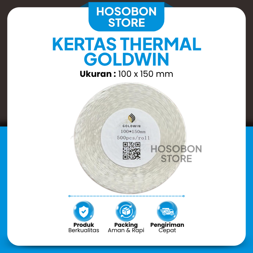 

Thermal Kertas Struk Goldwin Winstar Kuya Sticker Label Resi Roll 100x150mm