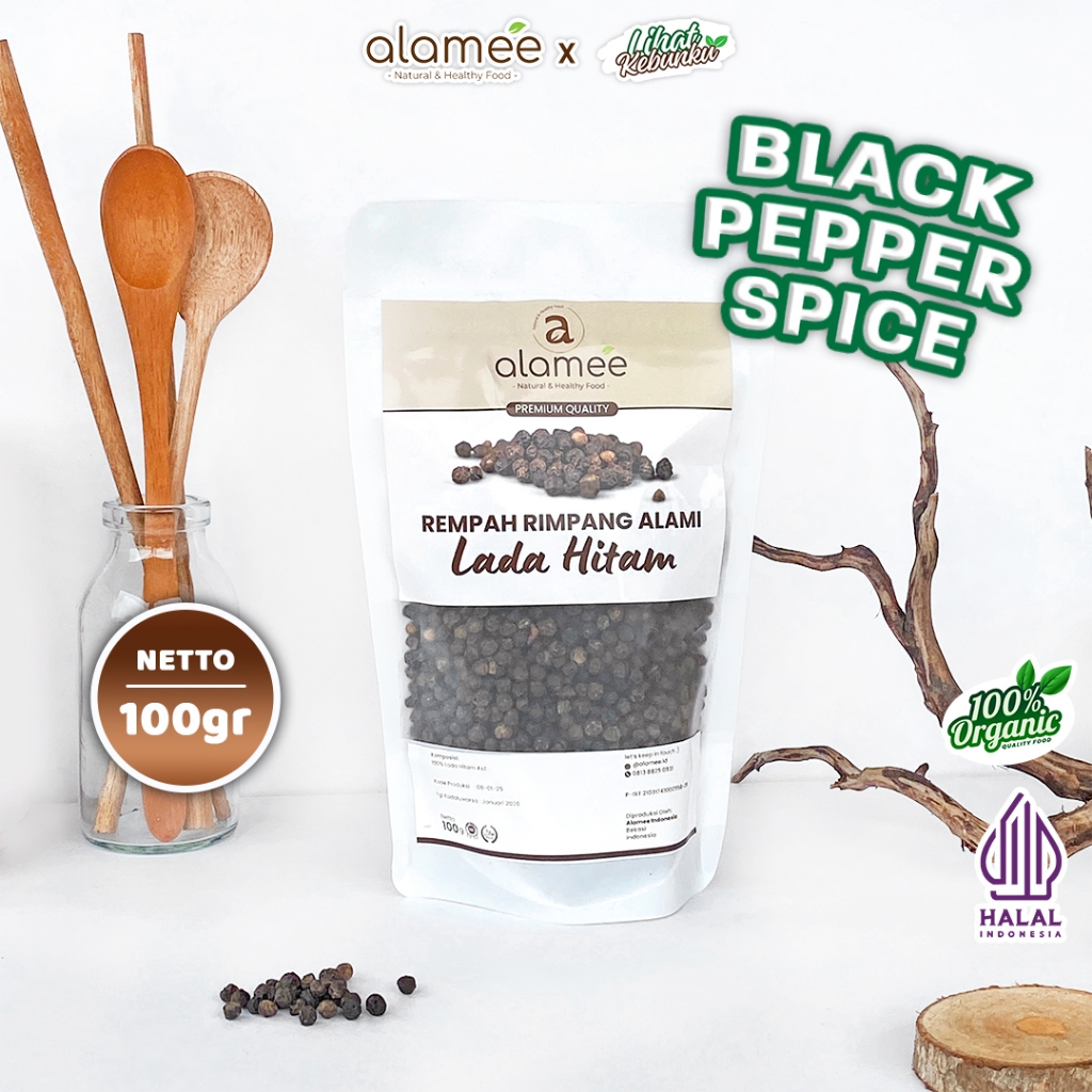 

ALAMEE Lada Hitam Biji Organik Utuh Whole Black Pepper Blackpepper Rempah Rimpang Organik Alami 100g LIHAT KEBUNKU