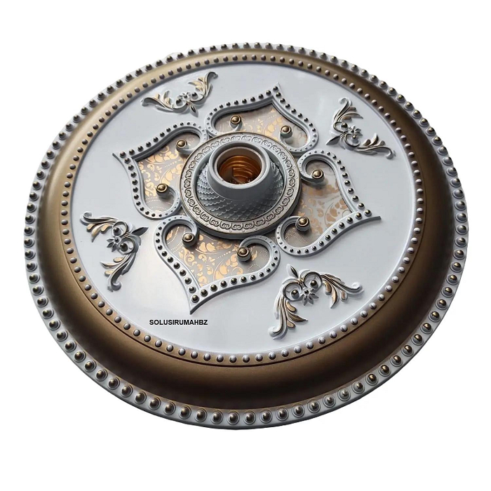 FITING PLAFON JUMBO 300MM PUTIH GOLD HIASAN PLAFON TEMPAT LAMPU 30CM 30CM E27 E 27