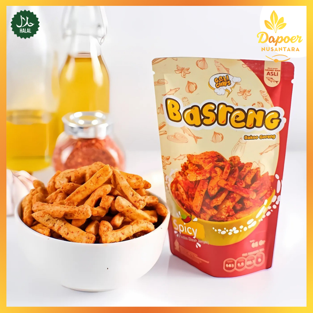 

Basreng Baso Goreng Geli Chips Cemilan Bakso Pedas Spicy Kekinian