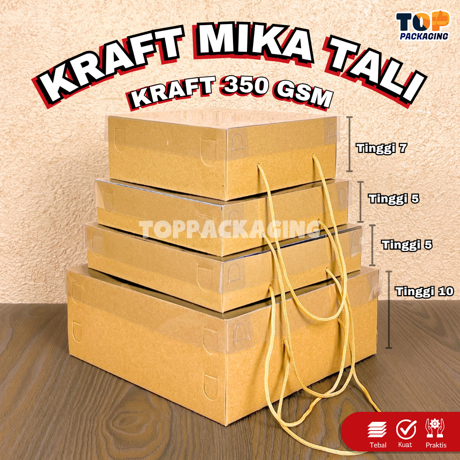 

Box Kraft Mika Tali Laminasi/Non Laminasi Kotak Kemasan Makanan Kue Hampers 18 20 22 24 25 cm