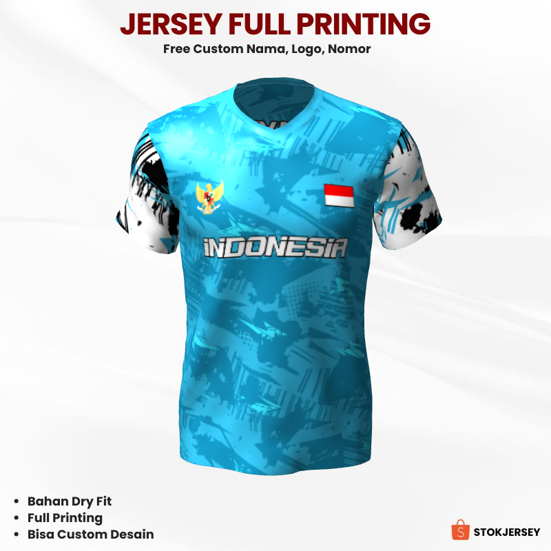 Kaos Jersey Futsal Biru Motif Abstrak 253 - Jersey Custom Full Printing
